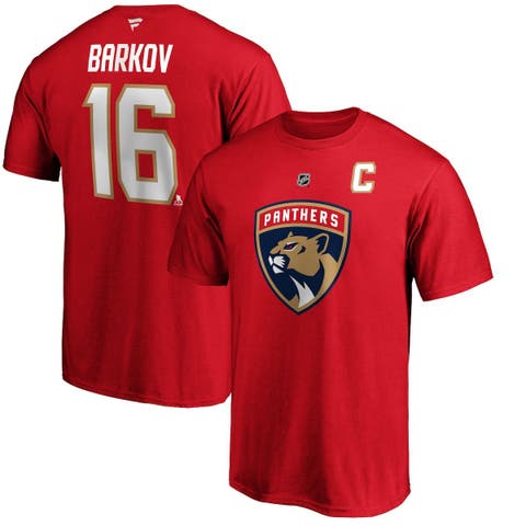 Men's Fanatics Branded Aleksander Barkov Red Florida Panthers Team Authentic Stack Name & Number T-Shirt