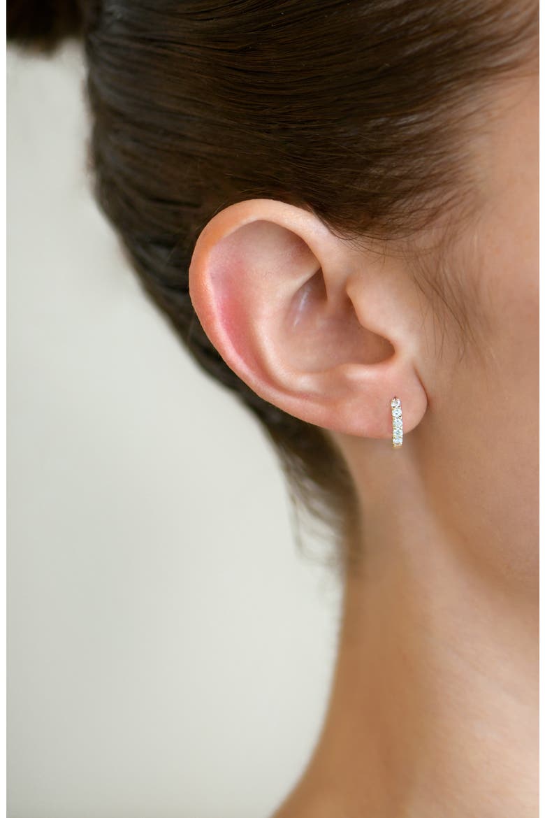 Mini Classique Diamond Pavé Huggie Hoop Earrings, Alternate, color, 0.3 CTW YELLOW GOLD/ DIAMOND