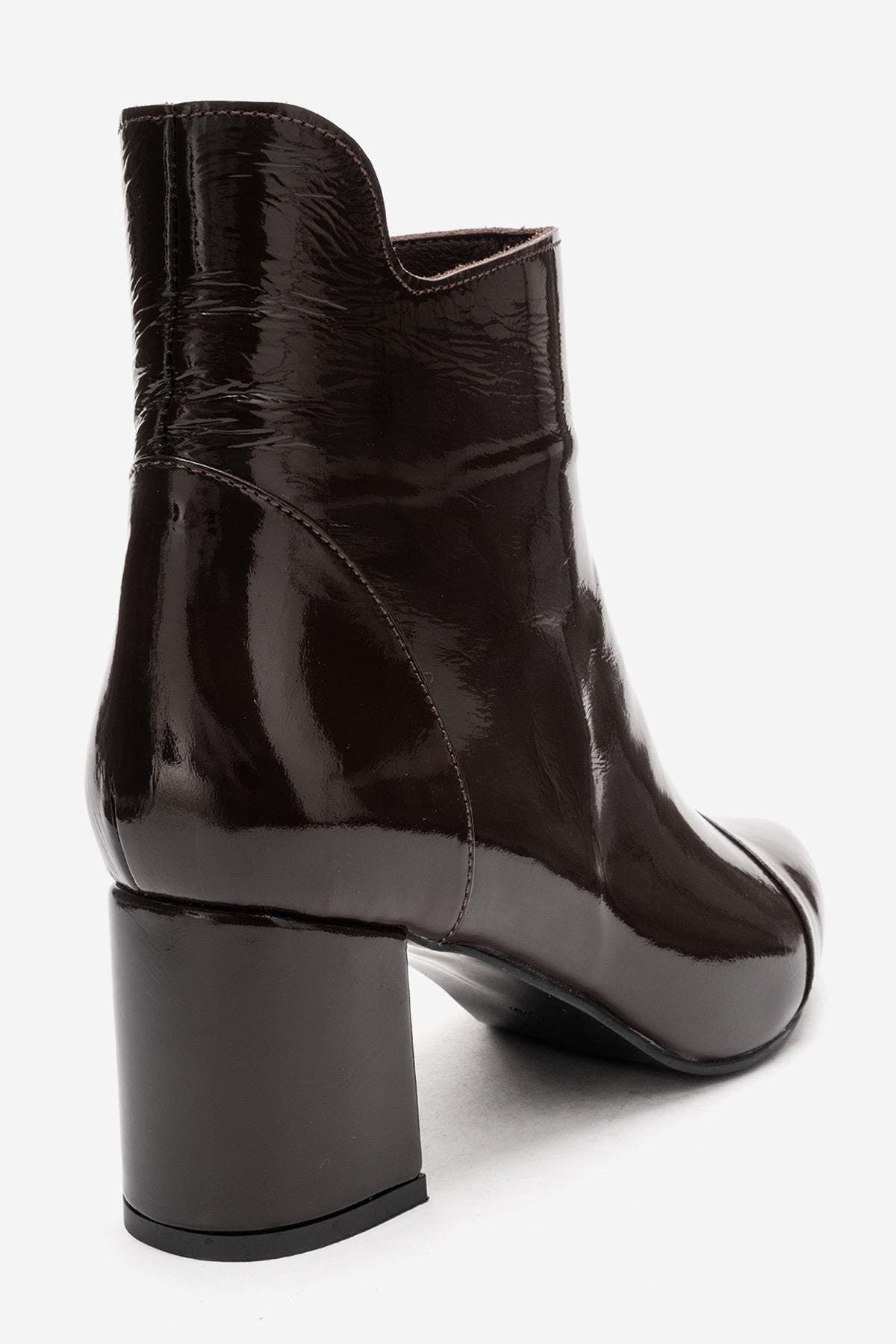 Gael Leather Block Heel Boot, Alternate, color, Brown Patent Leather
