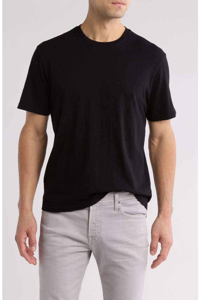 Slub Cotton Crewneck T-Shirt, Main, color, BLACK