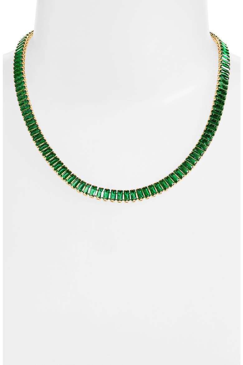Tennis Necklace & Stud Earrings Set, Alternate, color, GOLD/EMERALD