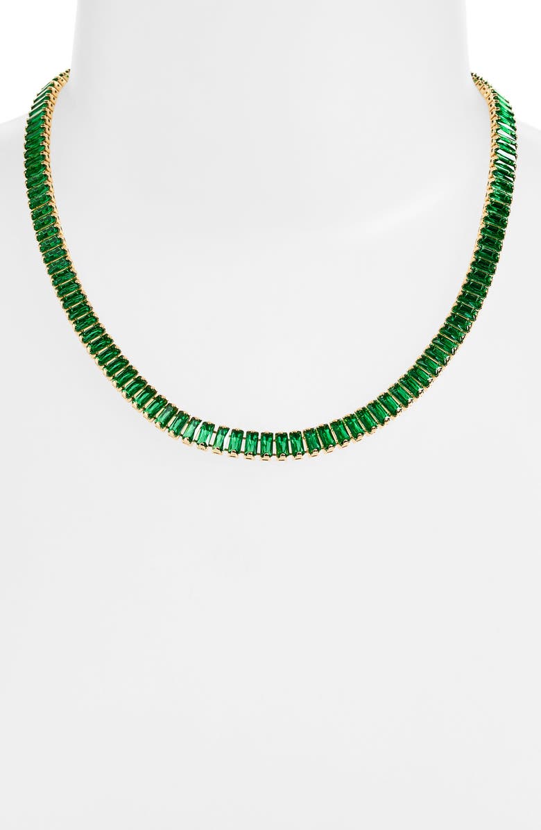 Tasha Tennis Necklace & Stud Earrings Set, Alternate, color, Gold/Emerald