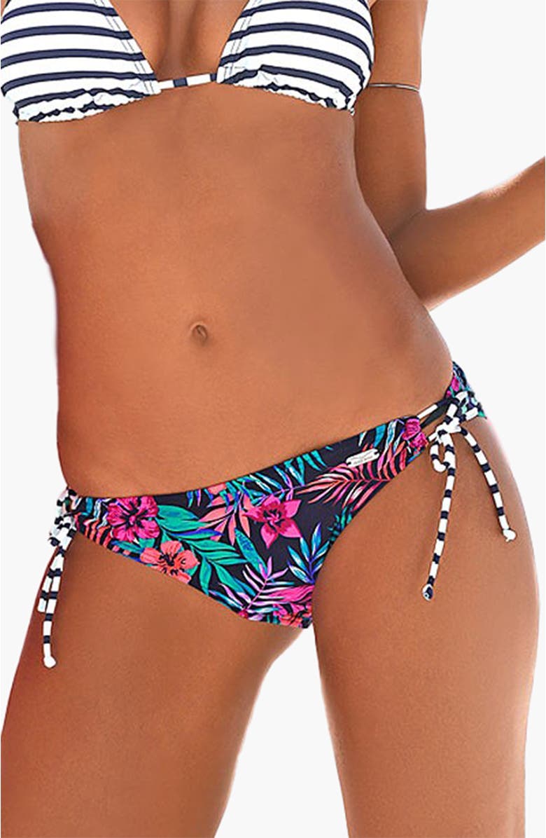 LASCANA Women's Side Tie Bikini Bottom, Main, color, Multi Print