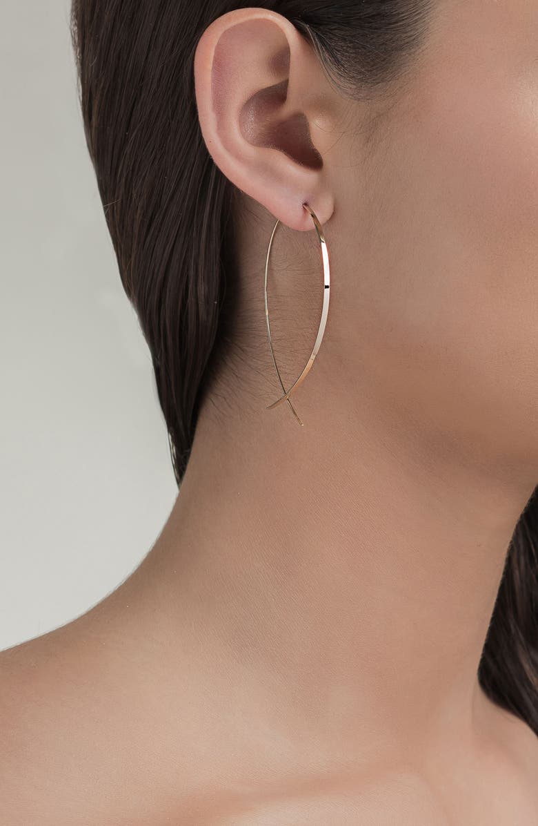 LANA 14K Gold Large Flat Upside Down Hoop Earrings, Alternate, color, Yellow Gold