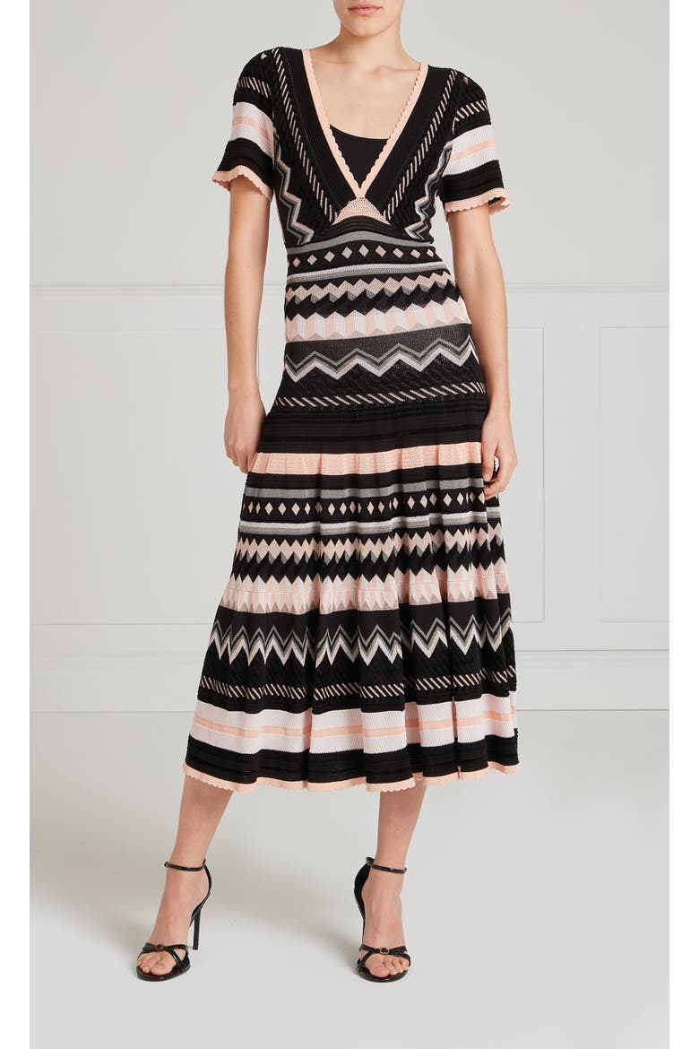 Meryl V-Neck Knit Dress, Main, color, Pink/Black