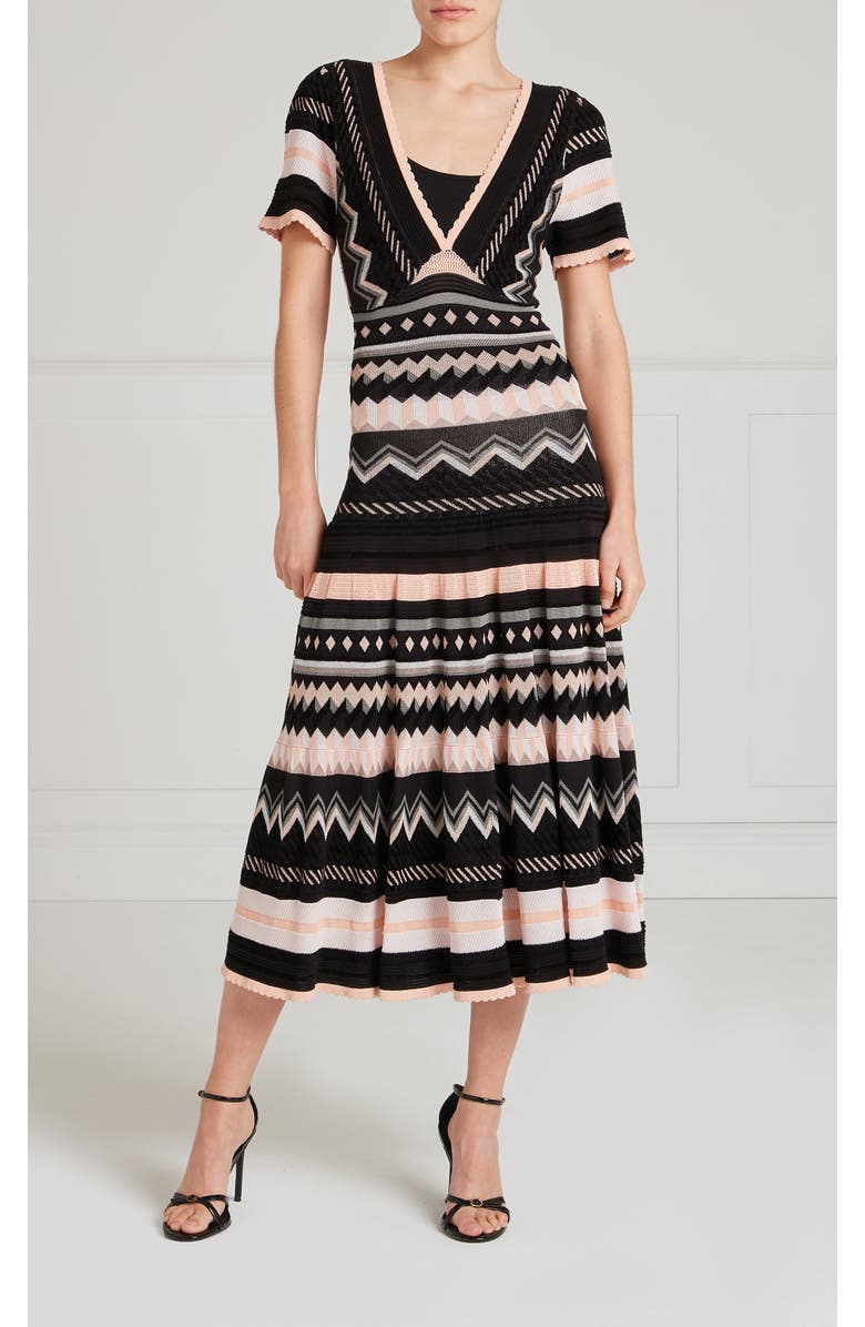 Temperley London Meryl V-Neck Knit Dress, Main, color, Pink/Black