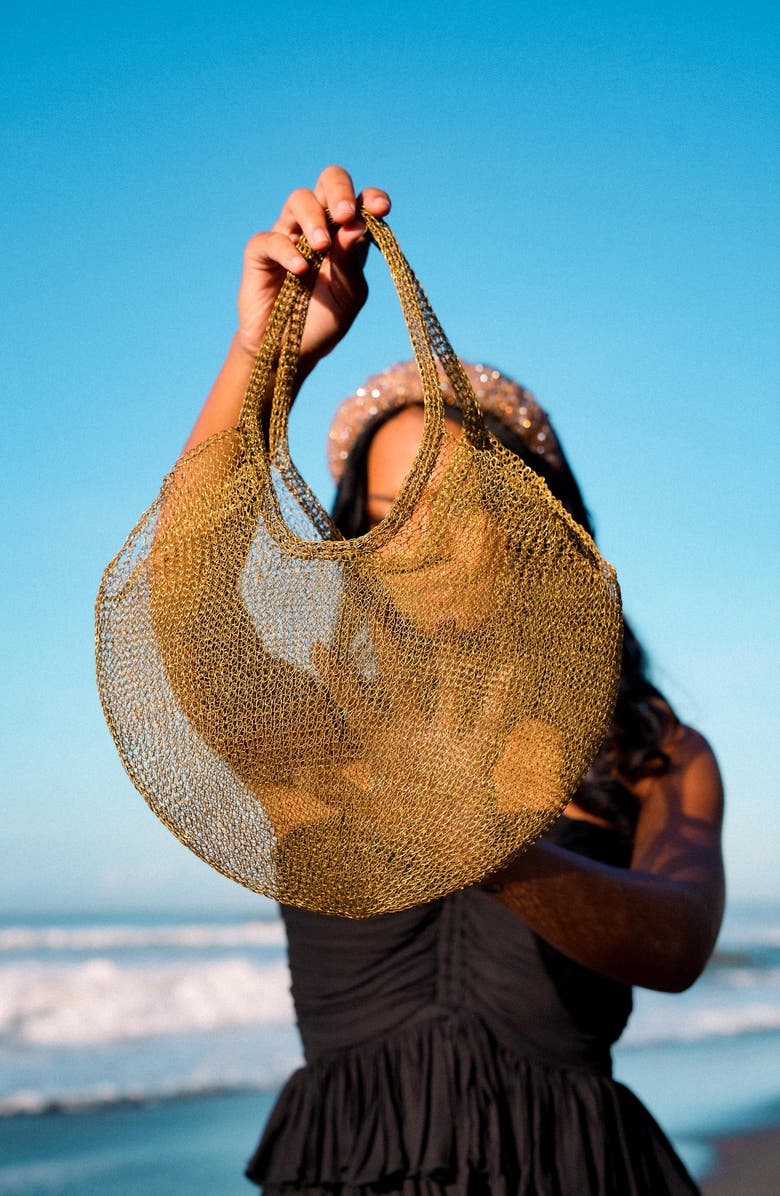 BRUNNA.CO The Sol Mesh Wire Tote Bag in Pink, Alternate, color, Gold