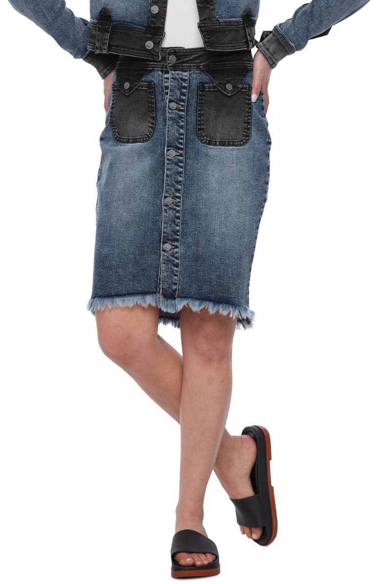 Wash Lab Denim Wash Lab Hampton Button Front Denim Skirt, Main, color,