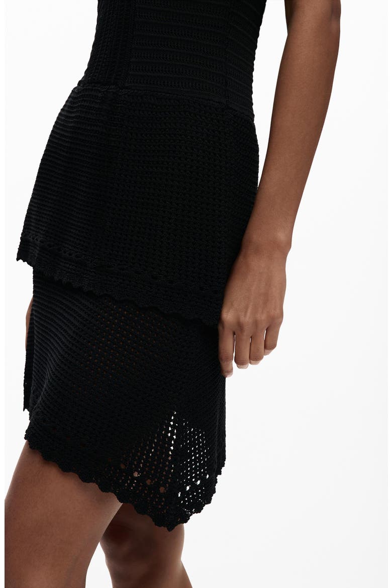 Pointelle Knit Minidress, Alternate, color, BLACK