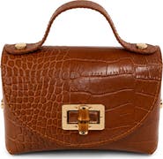 Persaman New York Livia Croc Embossed Leather Top Handle Bag