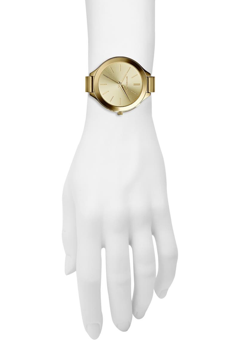 'Slim Runway' Round Half Bangle Watch, 43mm, Alternate, color, GOLD