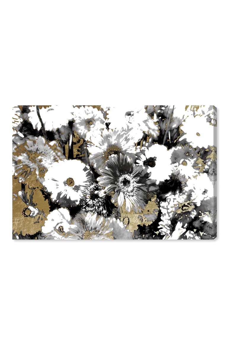Golden Floral Canvas Wall Art, Main, color, BLACK WHITE GOLD