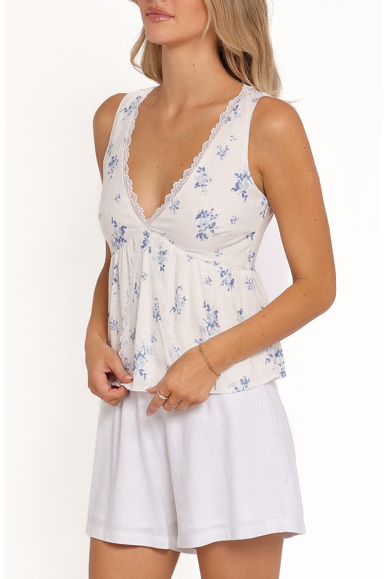 Aminta Floral Lace Trim Tank, Alternate, color, BLUE FLORAL