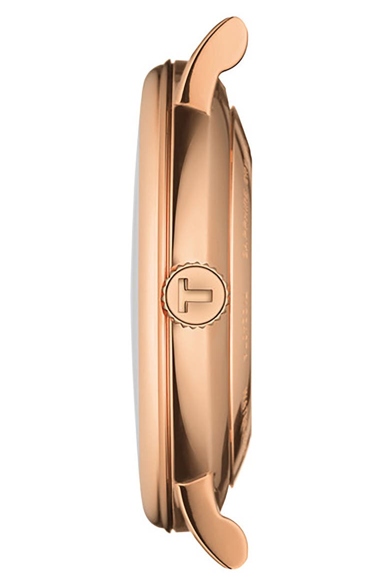 T-Classic Carson Powermatic 80 Leather Strap Watch, 40mm, Alternate, color, SS ROSE GOLD PVD