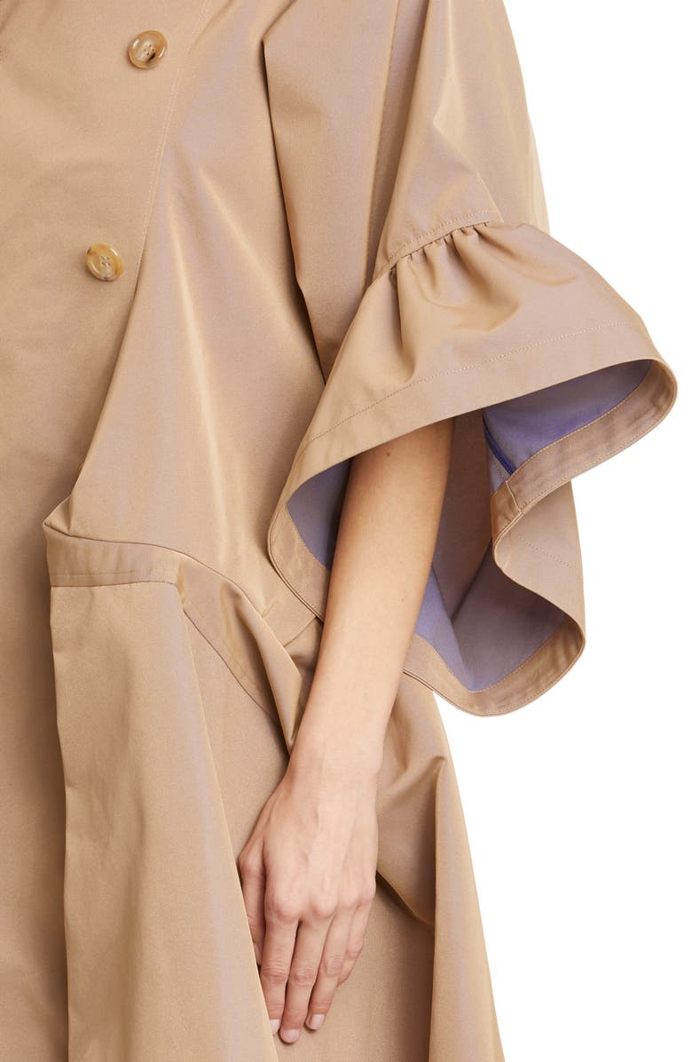 Junya Watanabe Ruffle Sleeve Twill Trench Coat, Alternate, color, 