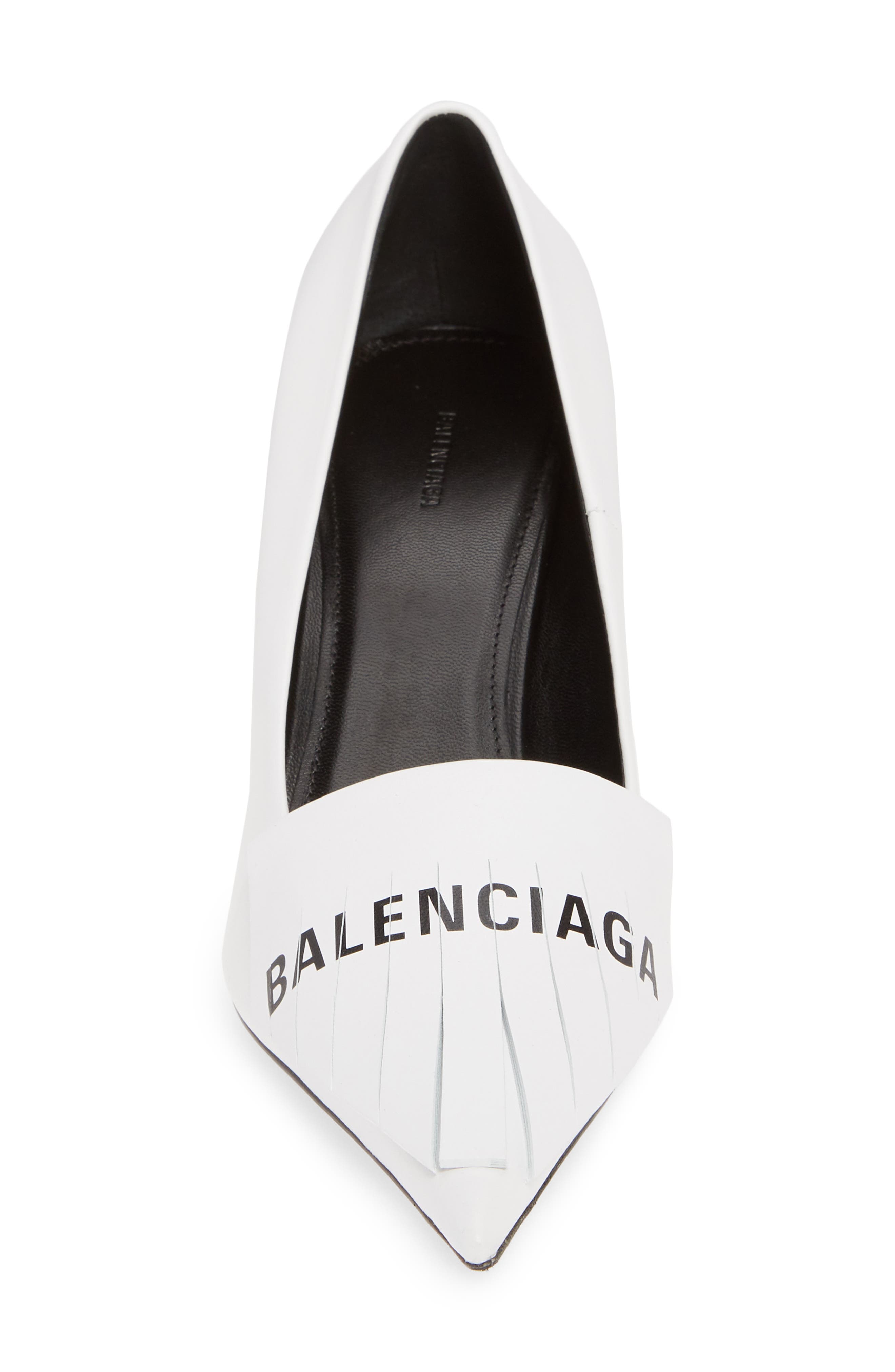 Balenciaga Logo Fringe Pointed Toe Pump, Alternate, color, 