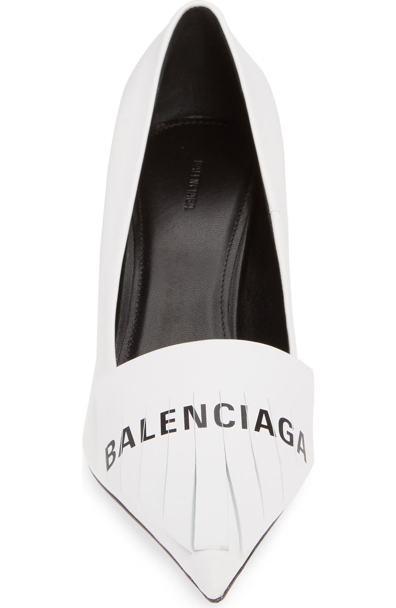 Balenciaga Logo Fringe Pointed Toe Pump, Alternate, color,