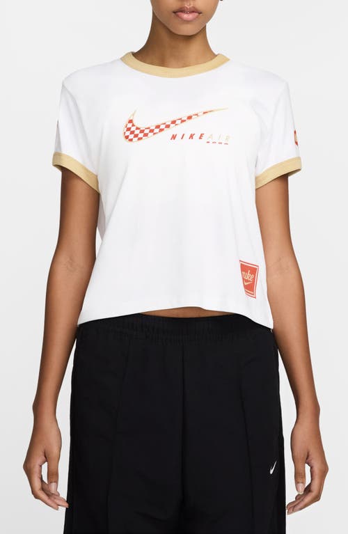 Nike Sportswear Club Checkerboard Swoosh Graphic T-shirt In White