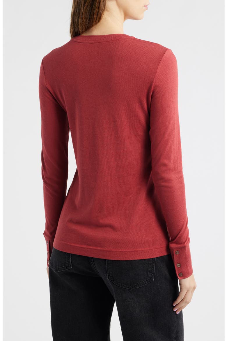 Cotton & Modal Long Sleeve T-Shirt, Alternate, color, RED DARK