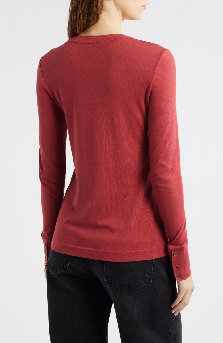 COS Cotton 
Modal Long Sleeve T-Shirt, Alternate, color, Red Dark