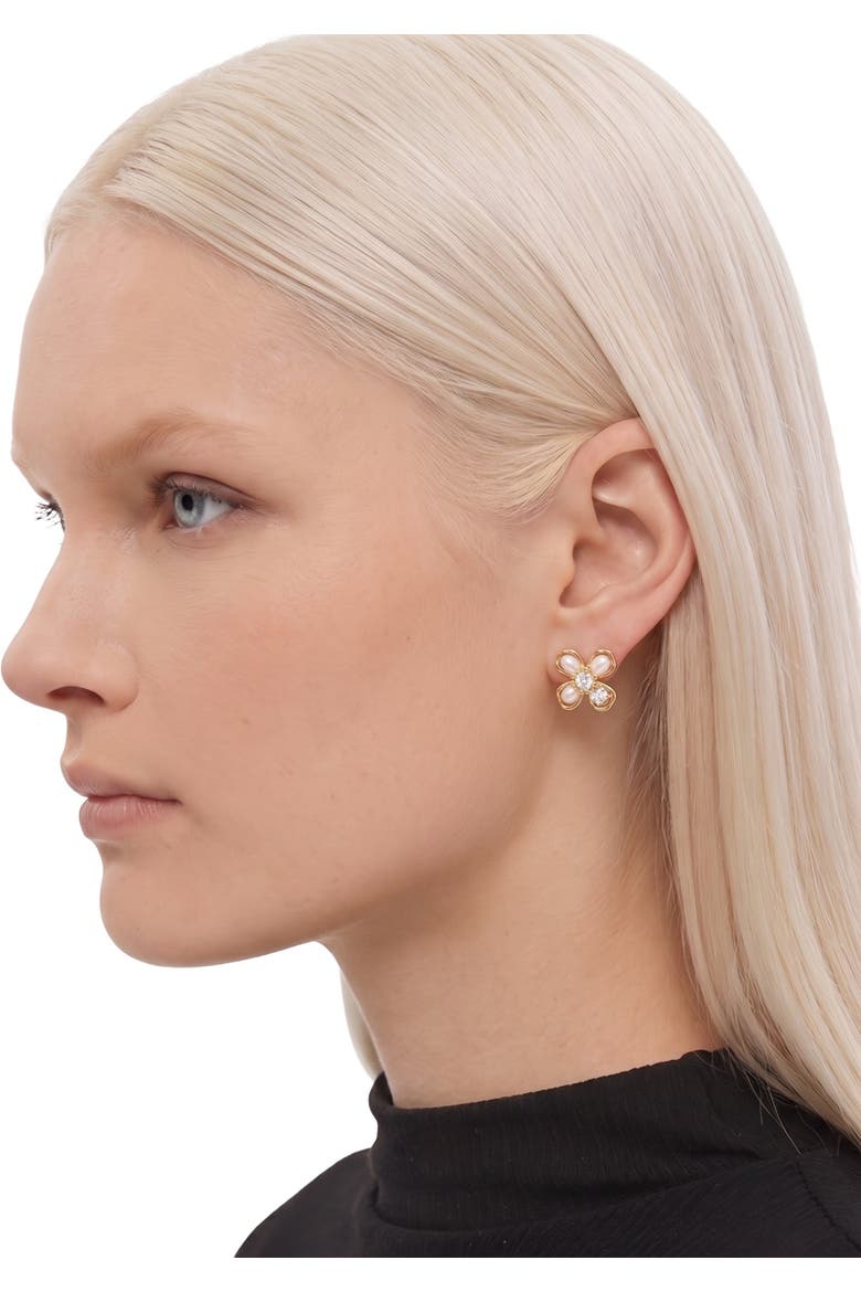 Indu Flower Studs, Alternate, color, Gold