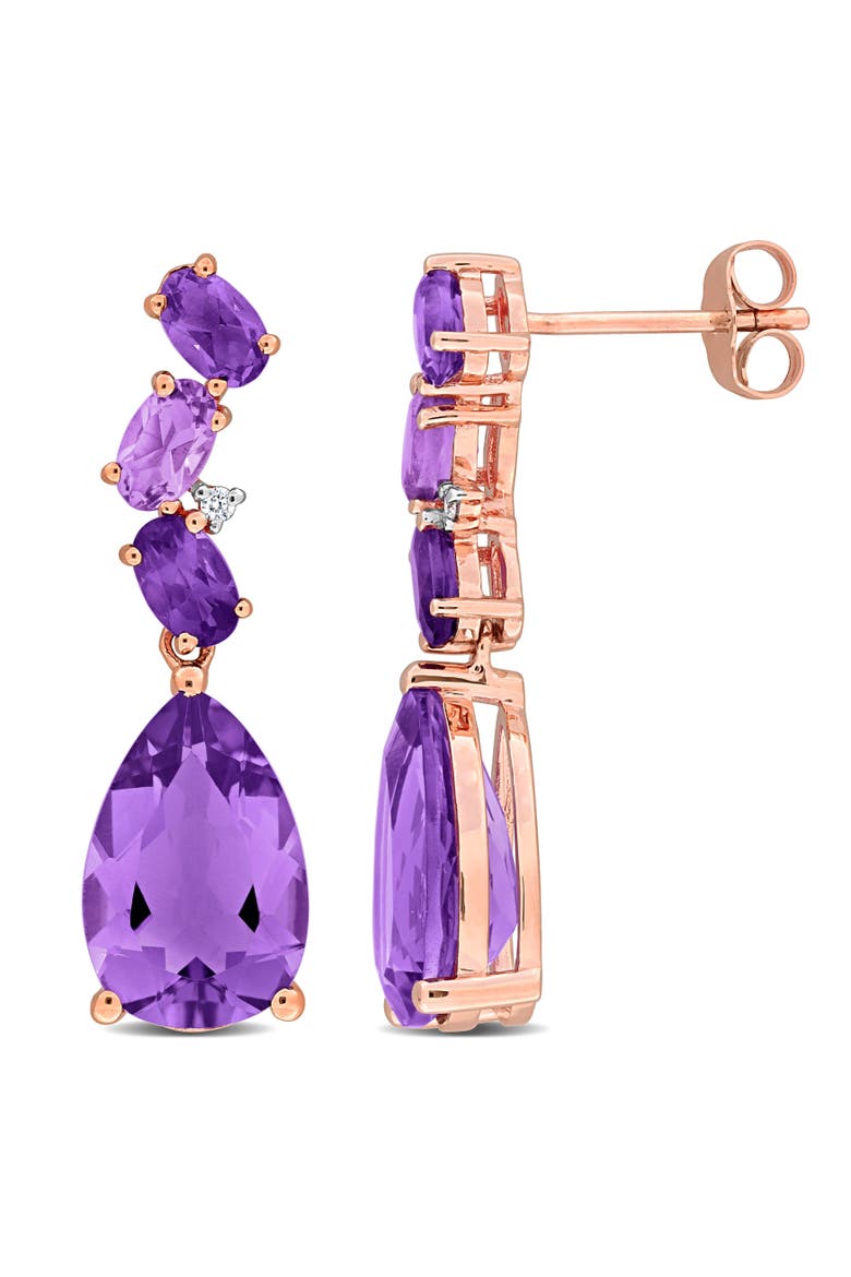 Amethyst & Diamond Drop Earrings 10k, Main, color, Amethyst