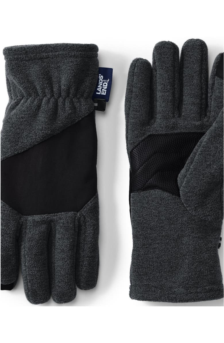 Lands' End T200 Fleece EZ Touch Gloves, Main, color, Dark Charcoal Heather