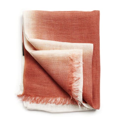 Studio Variously Pecan Brown Ombre Dyed Hand Woven Linen Scarf In Brown