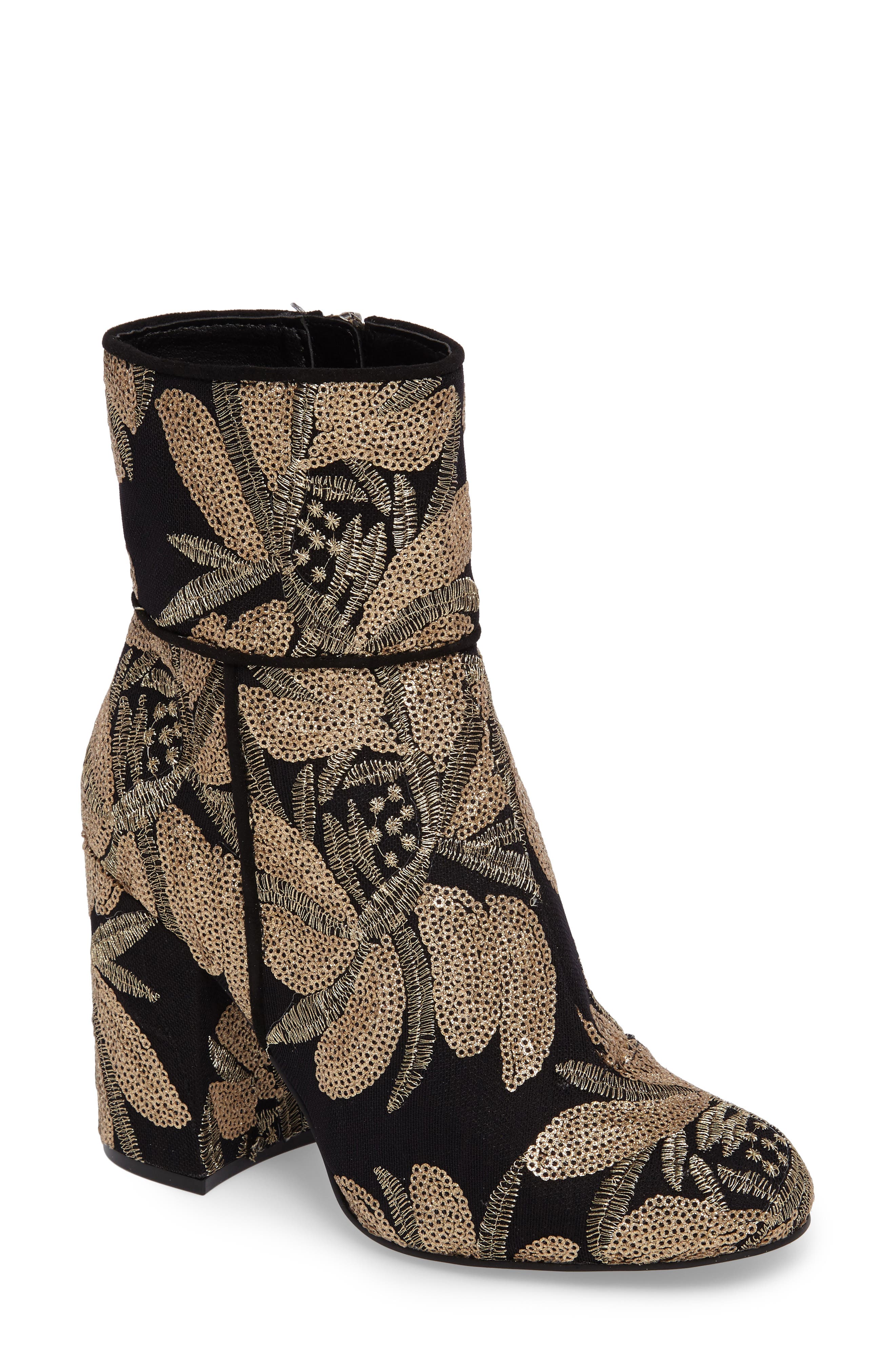 Steve Madden Goldie Sequin Embroidered Bootie, Main, color, 