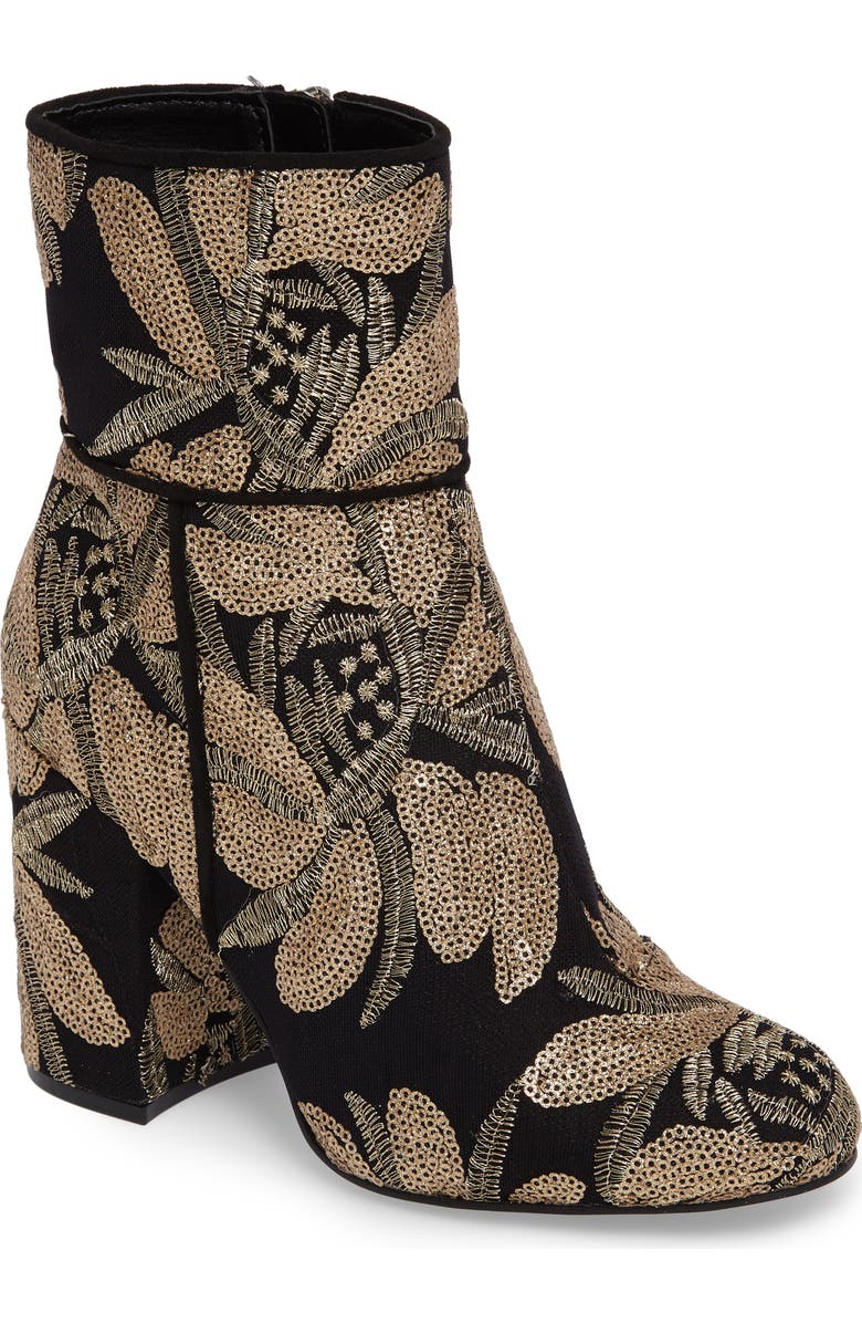 Steve Madden Goldie Sequin Embroidered Bootie, Main, color,