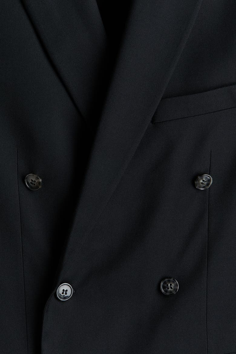 Regular Fit Double-breasted Jacket, Alternate, color, Black