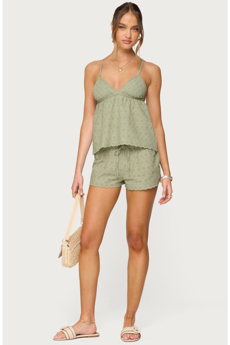 Talula Eyelet Babydoll Camisole, Alternate, color, OLIVE