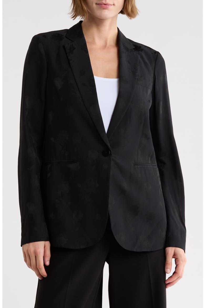 Grinson Rose Jacquard Blazer, Main, color, BLACK