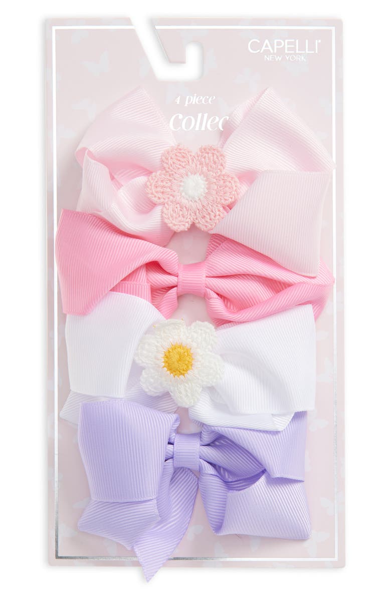 Capelli New York Kids' Assorted 4-Pack Hair Bows, Main, color, Pink Combo