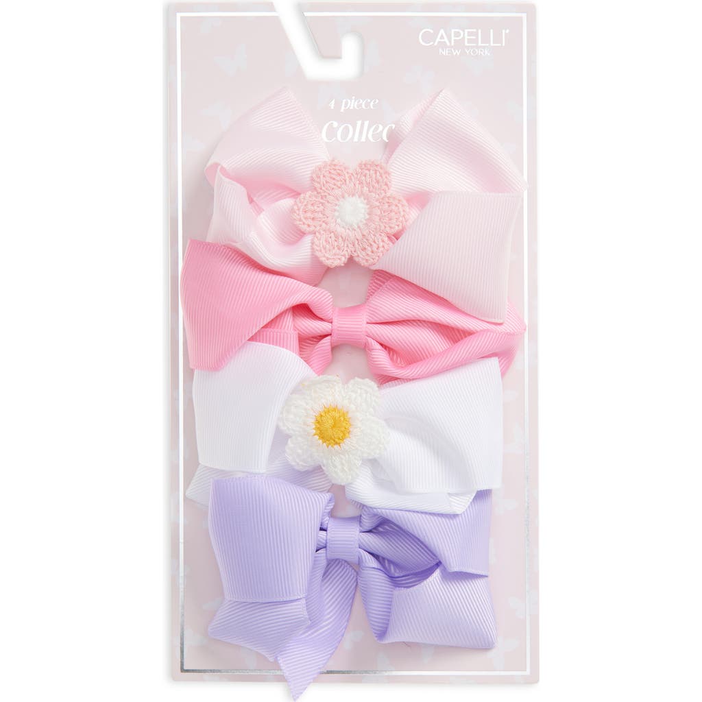 Capelli New York Kids' Assorted 4-pack Hair Bows In Pink Combo