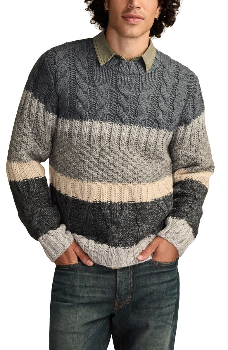 Lucky Brand Cable Stitch Sweater, Main, color, Turbulence