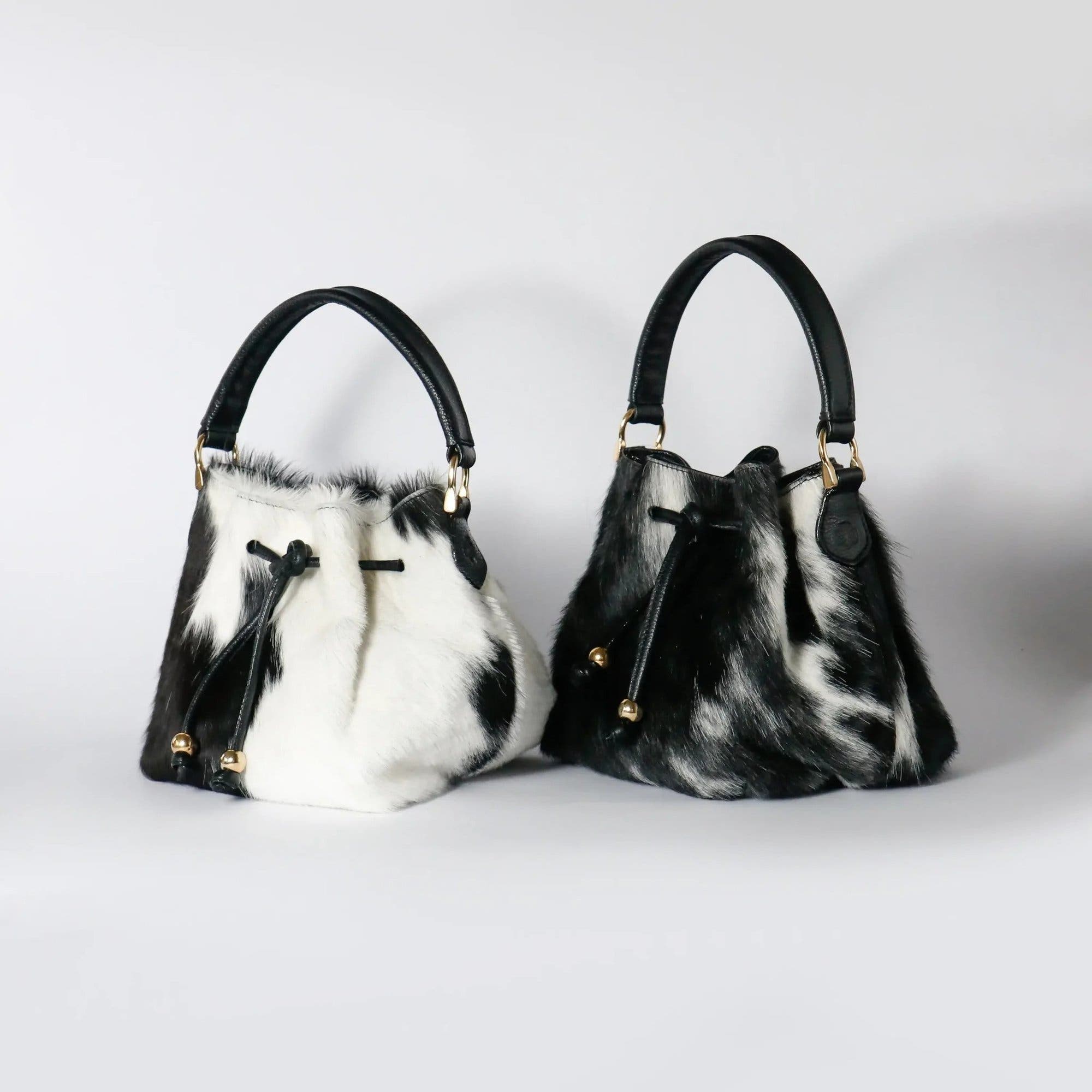 ROSZUAR Dualis Statement Handbag, Alternate, color, Black And White Natural Hair
