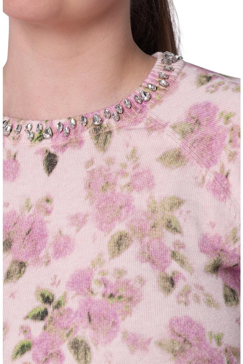 Rhinestone Embellished Crewneck Cotton & Cashmere Sweater, Alternate, color, LOTUS COMBO