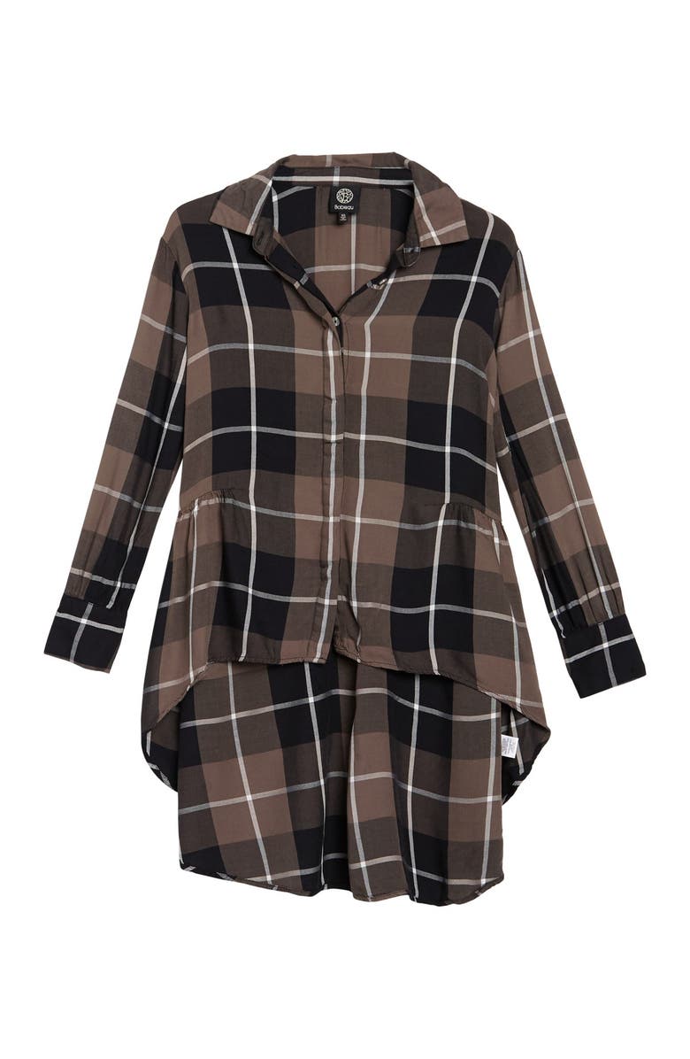 Bobeau Plaid High Low Peplum Tunic Blouse, Main, color, 