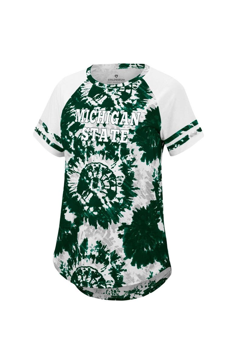 COLOSSEUM Women's Colosseum Green/White Michigan State Spartans Annie Oversized Tie-Dye Raglan T-Shirt, Alternate, color, 