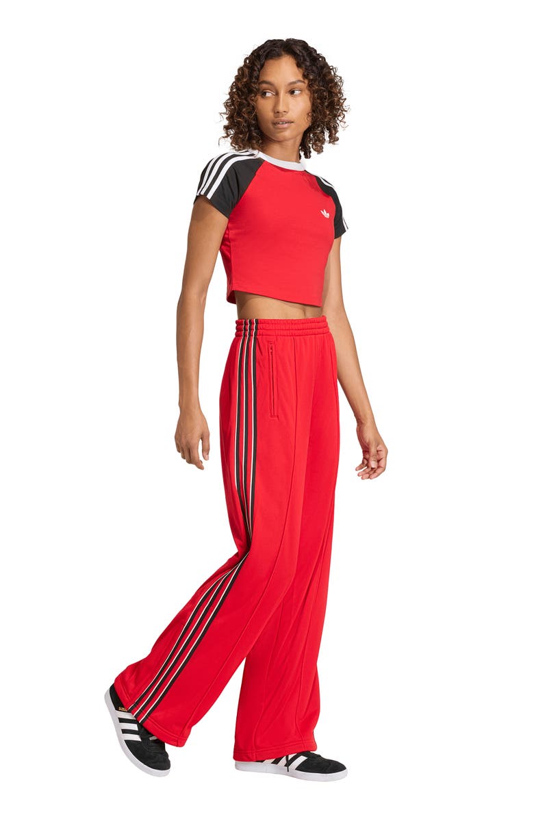 adidas Loose Wide Leg Track Pants, Alternate, color, Better Scarlet/ Black