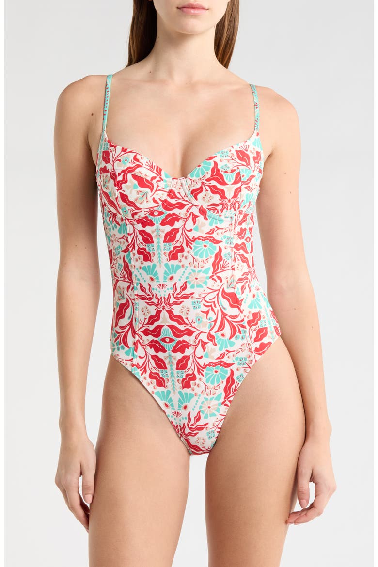 Jayda Underwire One-Piece Swimsuit, Main, color, FLAME COMBO
