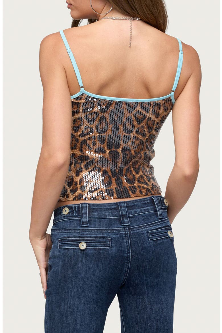 Dimitra Sequin & Leopard Print Camisole, Alternate, color, LEOPARD