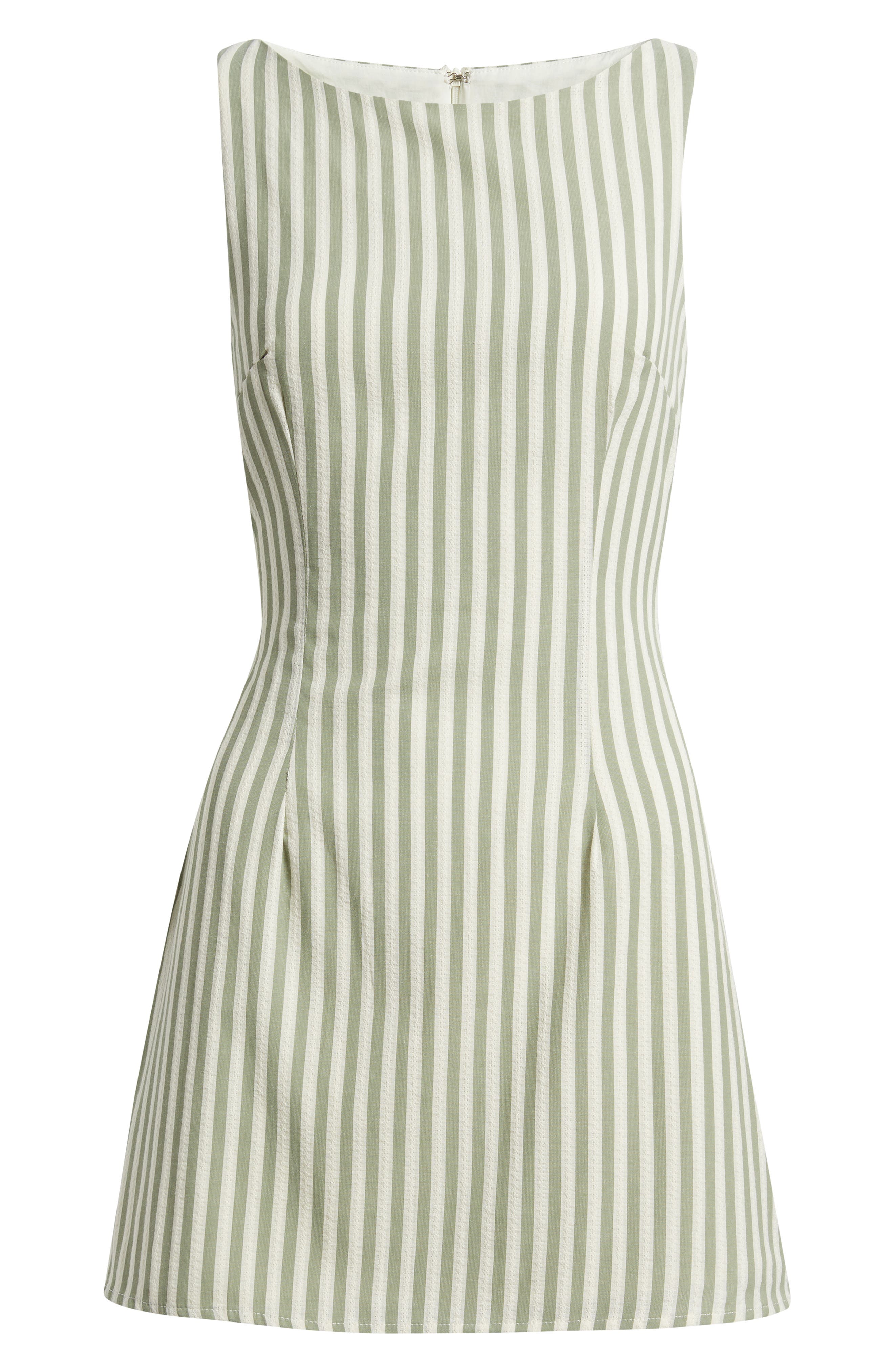 princess polly green striped dress Women's Alfalfa Stripe Recycled Cotton Blend Shift Minidress - Natural Made in USA
