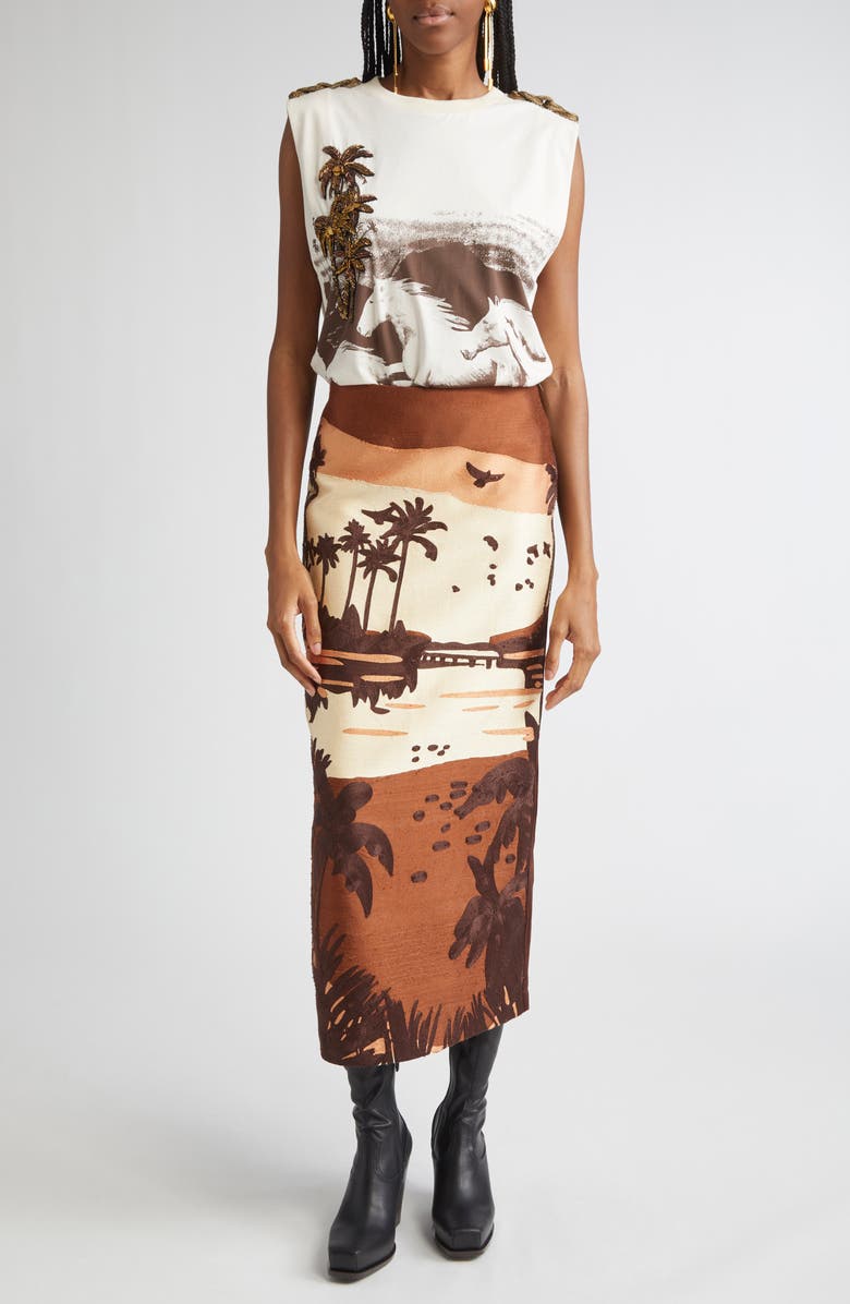 Johanna Ortiz Brave Embellished Sleeveless Cotton Top, Alternate, color, Ecru / Black