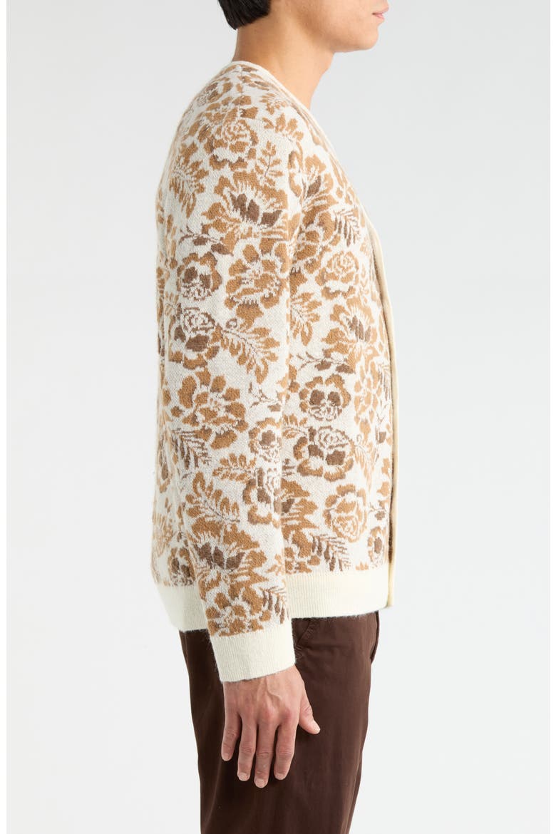 Alban Floral Jacquard Cardigan, Alternate, color, NATURAL / BROWN