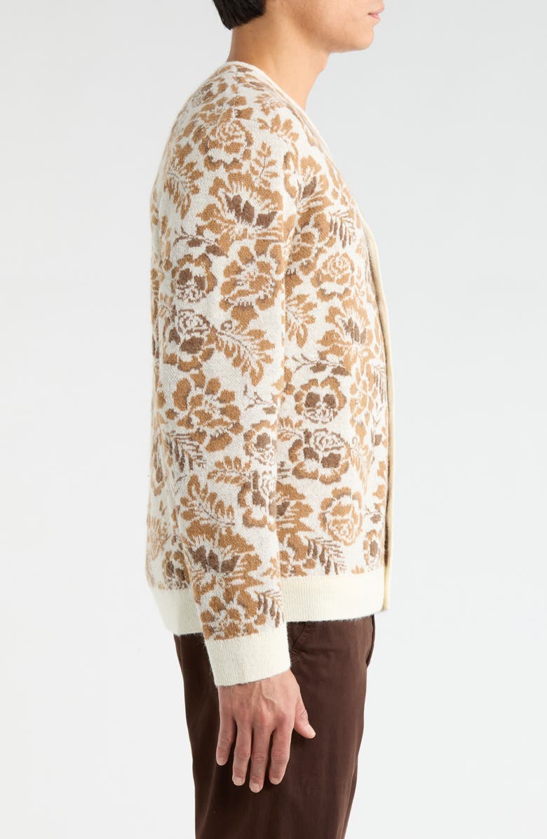 Wax London Alban Floral Jacquard Cardigan, Alternate, color, Natural / Brown