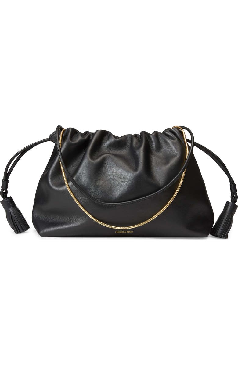 Veronica Beard Stash Leather Drawstring Clutch, Main, color,