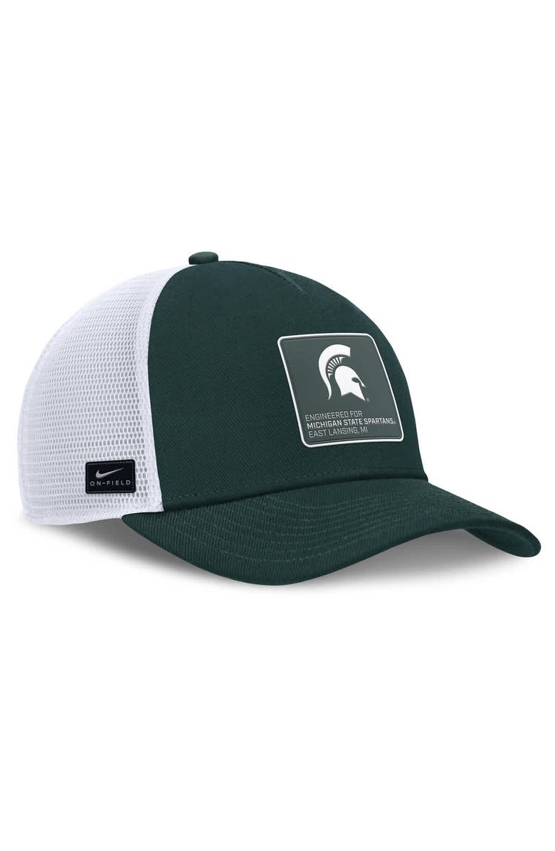 Nike Men's Nike Forest Green/White Michigan State Spartans 2025 On-Field Rise Engineered Trucker Adjustable Hat, Alternate, color, Forest Green