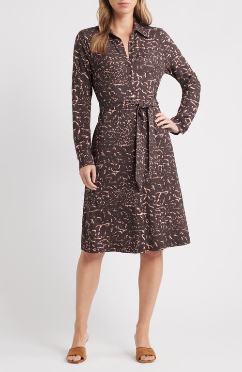 Margaret O'leary Cassandra Tie Belt Long Sleeve Shirtdress In Brown
